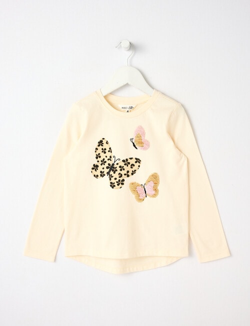 Mac & Ellie Long Sleeve Tee Novelty Butterflies, Vanilla product photo View 02 L