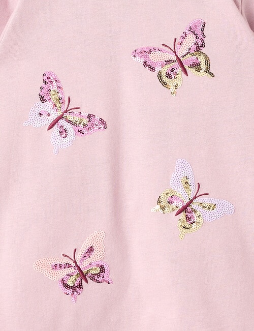 Mac & Ellie Sequin Butterflies Long Sleeve Tee, Dusty Lilac product photo View 02 L