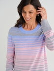 Ella J Merino Crew Neck Jumper, Pastel Stripe product photo