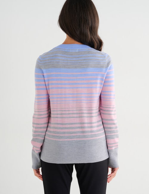 Ella J Merino Crew Neck Jumper, Pastel Stripe product photo View 02 L