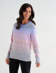 Ella J Merino Crew Neck Jumper, Pastel Stripe product photo View 04 S