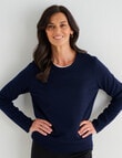 Ella J Merino Crew Neck Jumper, Navy product photo