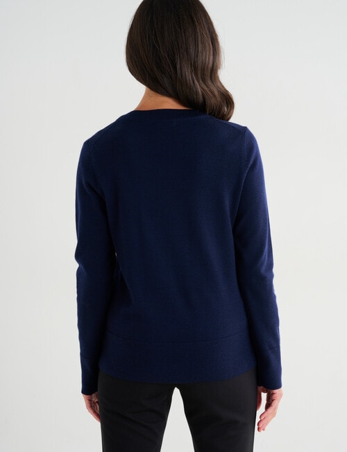 Ella J Merino Crew Neck Jumper, Navy product photo View 02 L