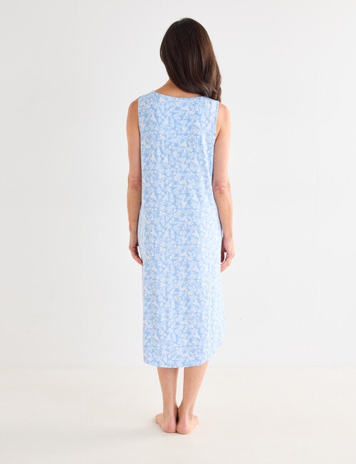 Ruby & Bloom Print Sleeveless V-Neck Nightie, Blue, 10-20 product photo View 02 L