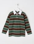 Mac & Ellie Stripe Long Sleeve Polo Shirt, Green product photo
