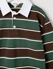 Mac & Ellie Stripe Long Sleeve Polo Shirt, Green product photo View 02 S