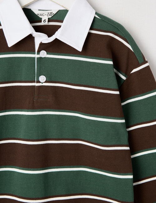 Mac & Ellie Stripe Long Sleeve Polo Shirt, Green product photo View 02 L