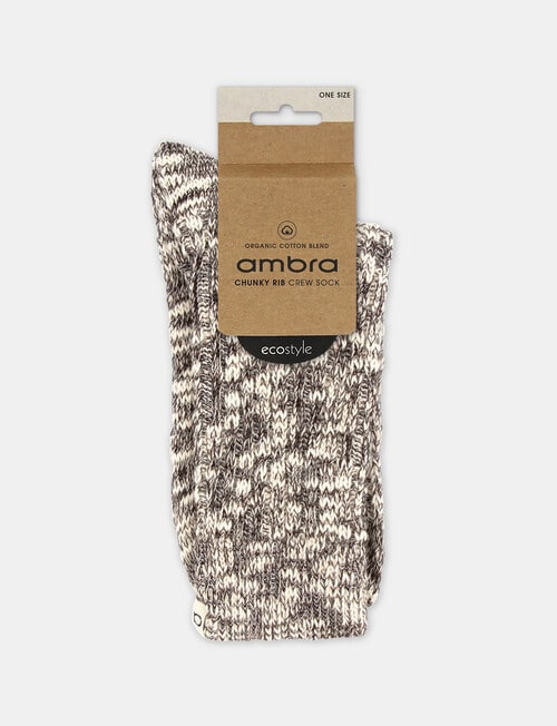 Ambra Organic Cotton Chunky Rib Crew Sock, Coffee product photo
