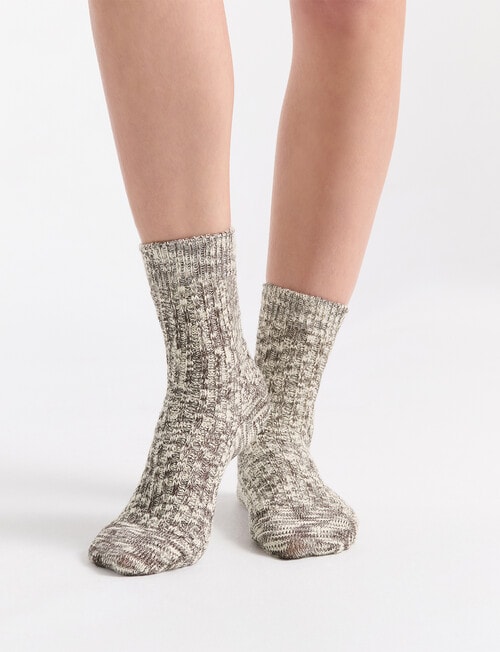 Ambra Organic Cotton Chunky Rib Crew Sock, Coffee product photo View 03 L