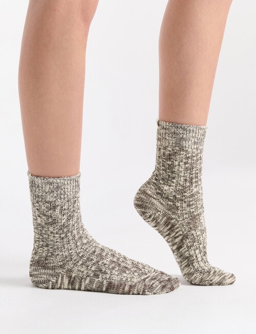 Ambra Organic Cotton Chunky Rib Crew Sock, Coffee product photo View 04 L