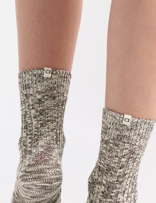 Ambra Organic Cotton Chunky Rib Crew Sock, Coffee product photo View 06 L