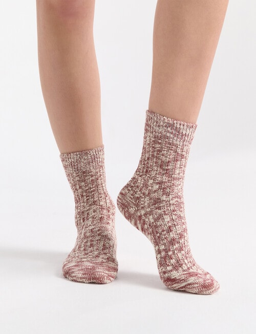 Ambra Organic Cotton Chunky Rib Crew Sock, Crimson product photo View 03 L