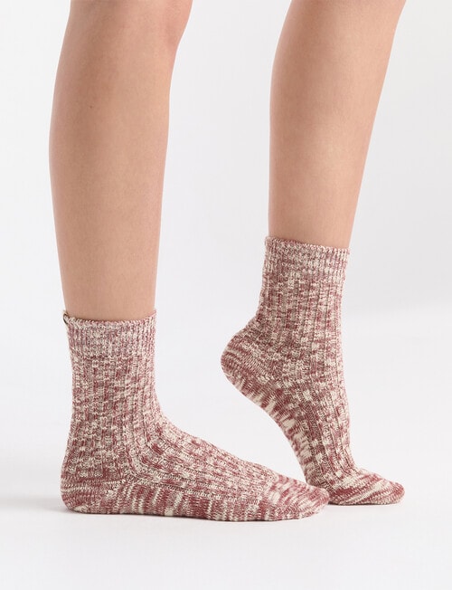 Ambra Organic Cotton Chunky Rib Crew Sock, Crimson product photo View 04 L
