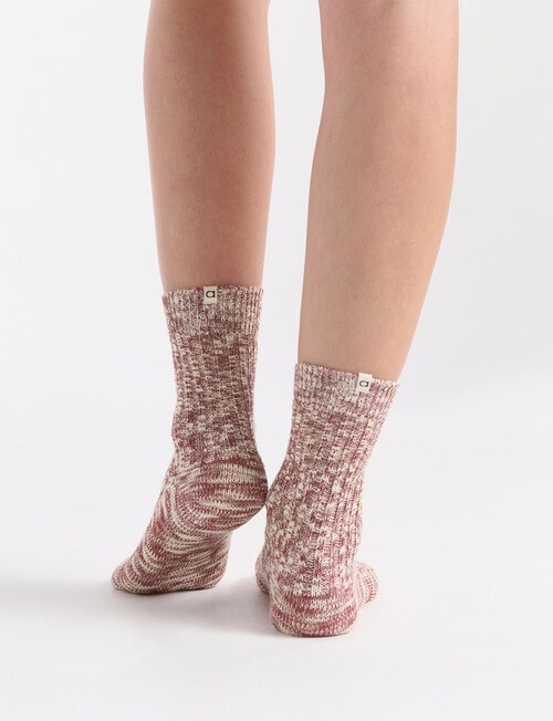 Ambra Organic Cotton Chunky Rib Crew Sock, Crimson product photo View 05 L