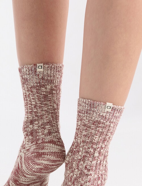 Ambra Organic Cotton Chunky Rib Crew Sock, Crimson product photo View 06 L