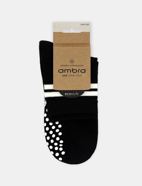 Ambra Organic Cotton Grip Crew Sock, Black product photo