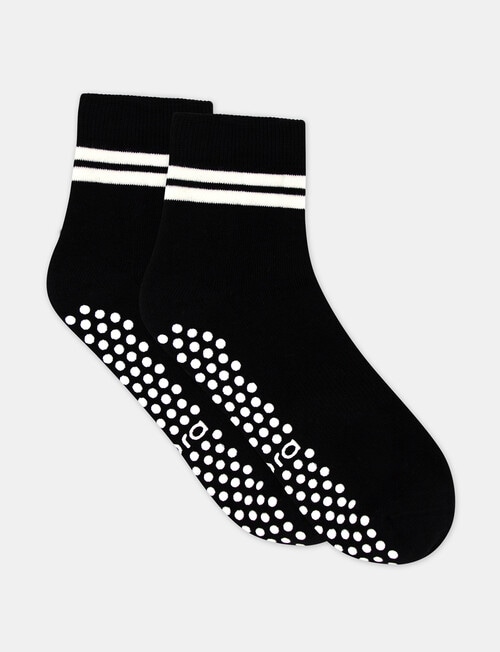 Ambra Organic Cotton Grip Crew Sock, Black product photo View 02 L