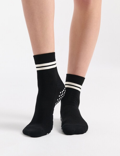 Ambra Organic Cotton Grip Crew Sock, Black product photo View 03 L