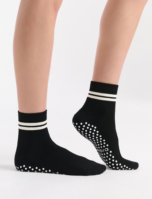 Ambra Organic Cotton Grip Crew Sock, Black product photo View 04 L