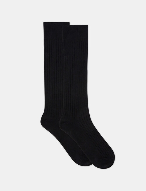 Ambra Organic Cotton Rib Knee-Hi Sock, Black product photo View 02 L