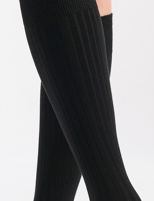 Ambra Organic Cotton Rib Knee-Hi Sock, Black product photo View 05 L