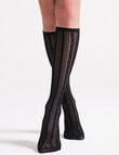 Ambra Knee-Hi Lace Net Sock, Black product photo View 02 S