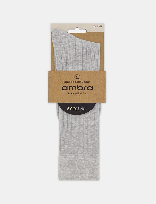 Ambra Organic Cotton Rib Knee-Hi Sock, Grey Marle product photo