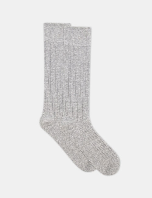 Ambra Organic Cotton Rib Knee-Hi Sock, Grey Marle product photo View 02 L