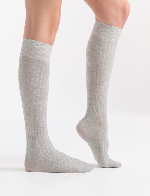 Ambra Organic Cotton Rib Knee-Hi Sock, Grey Marle product photo View 04 L