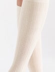 Ambra Organic Cotton Rib Knee-Hi Sock, Buttercream product photo View 05 S