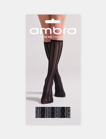 Ambra Knee-Hi Lace Net Sock, Black product photo
