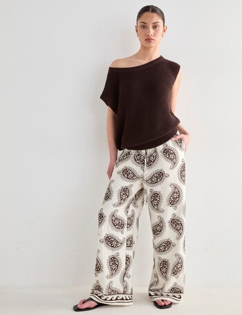 Mineral Orlando Wide Leg Pants, Brown Print product photo