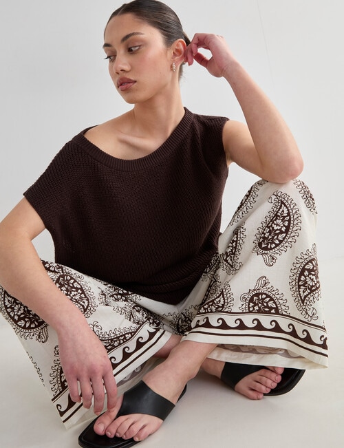 Mineral Orlando Wide Leg Pants, Brown Print product photo View 07 L