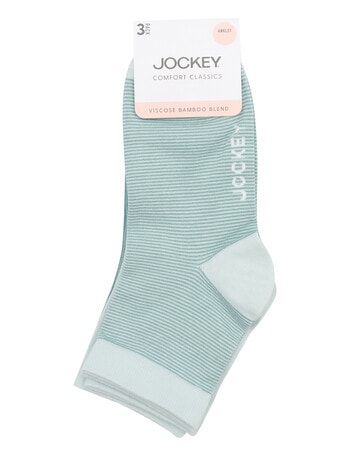 Jockey Woman Comfort Classic Bamboo Anklet Socks, 3-Pack, Sage Whisper & Gumleaf product photo