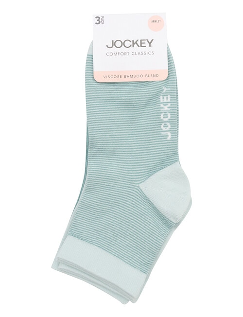 Jockey Woman Comfort Classic Bamboo Anklet Socks, 3-Pack, Sage Whisper & Gumleaf product photo