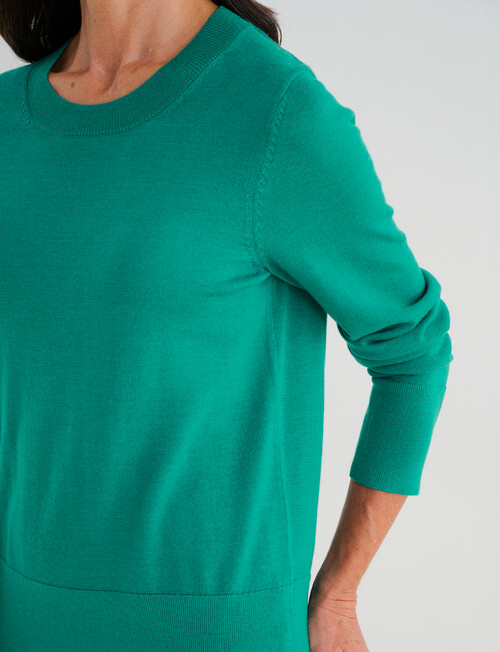 Ella J Merino Crew Neck Jumper, Emerald product photo View 04 L