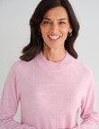 Ella J Merino Turtle Neck Jumper, Pale Pink product photo