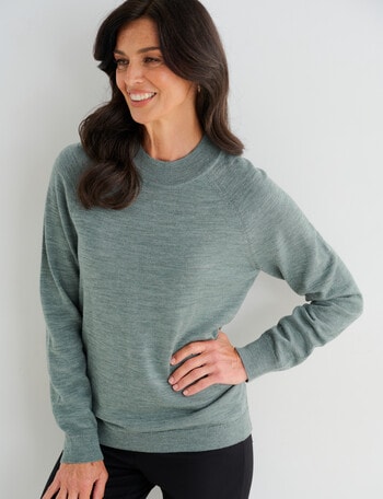 Ella J Merino Turtle Neck Jumper, Moss product photo