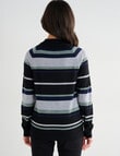Ella J Merino Turtle Neck Jumper, Black Stripe product photo View 02 S