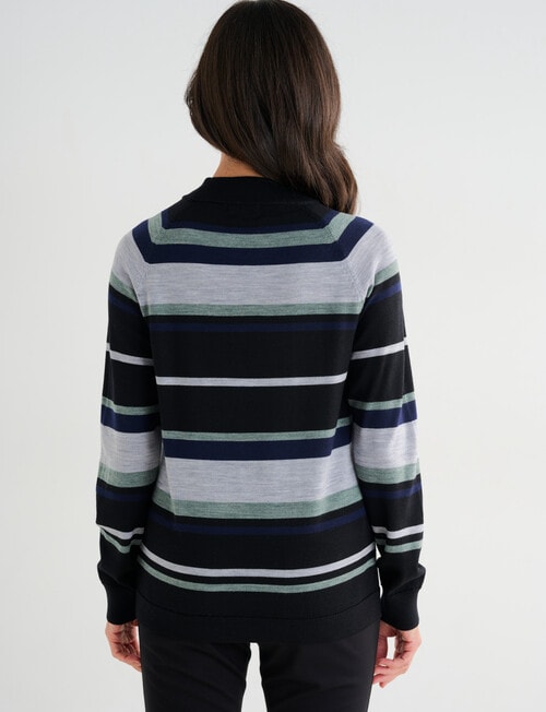 Ella J Merino Turtle Neck Jumper, Black Stripe product photo View 02 L