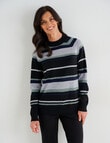 Ella J Merino Turtle Neck Jumper, Black Stripe product photo View 05 S