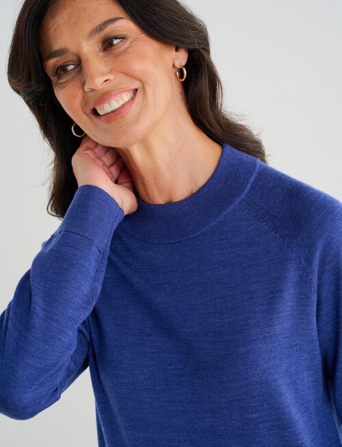 Ella J Merino Turtle Neck Jumper, Indigo product photo View 04 L