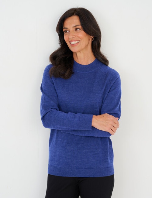 Ella J Merino Turtle Neck Jumper, Indigo product photo View 05 L