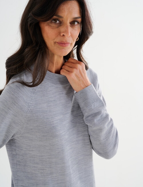 Ella J Merino Turtle Neck Jumper, Grey Marle product photo