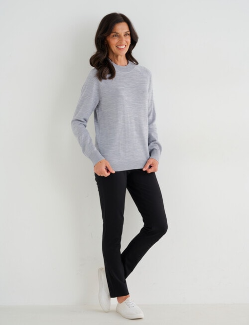 Ella J Merino Turtle Neck Jumper, Grey Marle product photo View 03 L