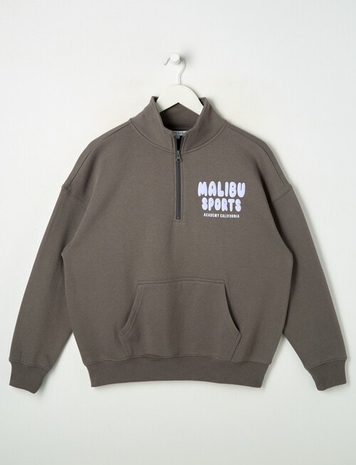 Switch Malibu Sports Oversized 1/4 Zip Sweatshirt, Charcoal & Lilac product photo