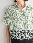 Jigsaw Nerissa Print V-Neck Top, Green product photo View 04 S