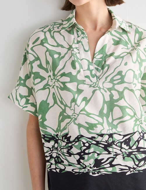 Jigsaw Nerissa Print V-Neck Top, Green product photo View 04 L