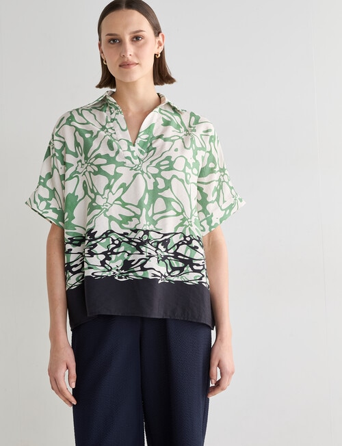 Jigsaw Nerissa Print V-Neck Top, Green product photo View 05 L