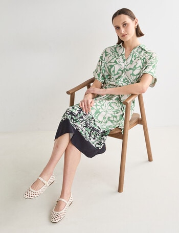 Jigsaw Nerissa V-Neck Dress, Green Print product photo